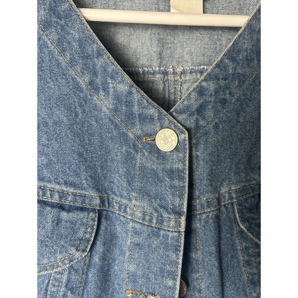 VTG Denim Women's Vest Sleeveless Western Cabincore Y2K Grunge Sz 12 - Picture 2 of 5